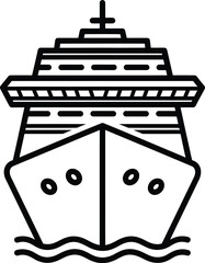 Cruise Ship Front View Line Illustration