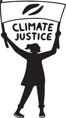 Protester holding a banner for climate justice
