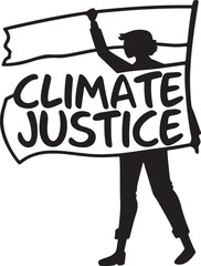 Protester holding a banner for climate justice