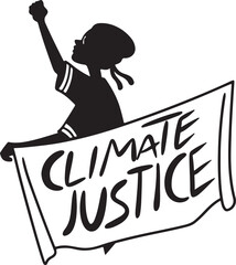 Protester holding a banner for climate justice