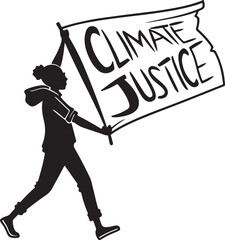 Protester holding a banner for climate justice