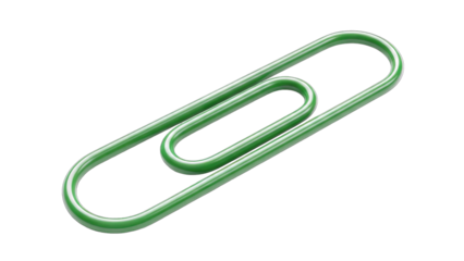 Green Paperclip Isolated on White Background