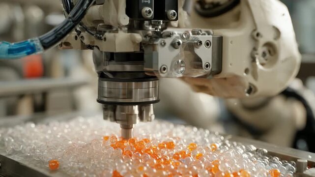 Medium shot featuring hightech machinery employing AI to identify and segregate varying plastic materials promoting sustainable waste management.