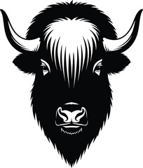 Buffalo head monochrome illustration