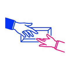 Two Hands Exchanging a Card In Transaction Scene.