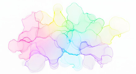 Vibrant abstract illustration of colorful shapes and swirling patterns in a dynamic composition viewed from above