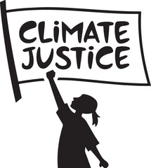 Protester holding a banner for climate justice
