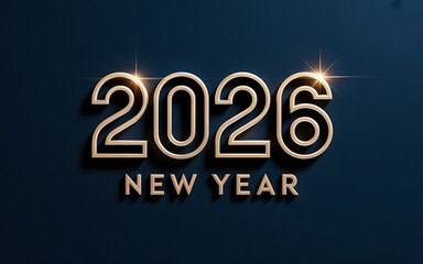 Happy New Year 2026 Golden Luxury 3D Typography Banner