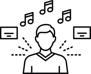 Man Listening To Music Outline Vector