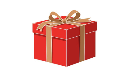 Red Gift Box with Bow and Ribbon, Vector Illustration for Celebrations and Holidays