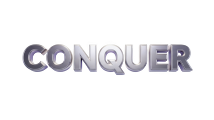 Silver 3 D Text Conquer Word on Black Background image