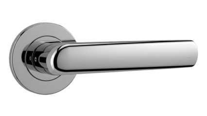 Silver door handle isolated on transparent background