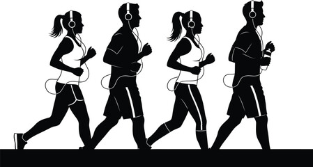 Running People Fitness Silhouette Vector