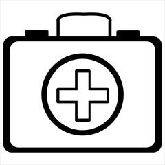 Obraz premium Medical aid box black and white vector.