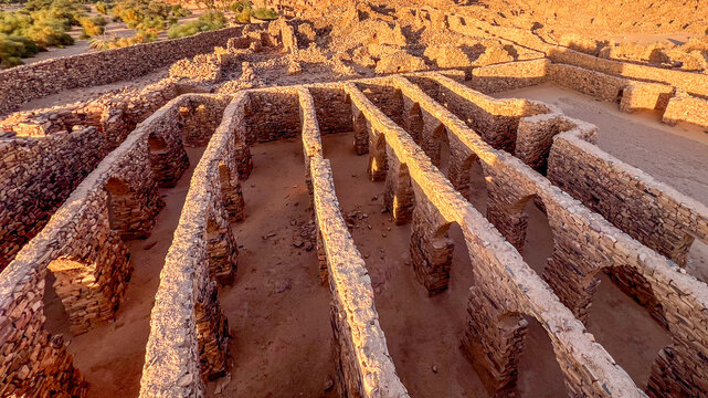 Ouadane in Mauritania. The ruins of the old mosque