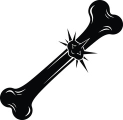 Cracked Bone Icon &ndash; Sharp Medical Silhouette