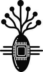 Circuit Tree Microchip &ndash; Modern Tech Plant Illustration