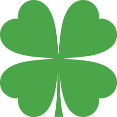 Simple green four leaf clover symbol illustration representing luck, St. Patrick’s Day decoration and Irish cultural graphic design