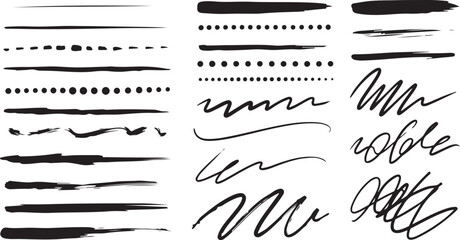 Hand-Drawn Ink Brush Stroke Collection for Artistic Design and Creative Linework