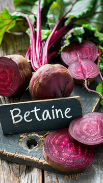 Betaine and beetroot supplements on the table. Selective focus. food.