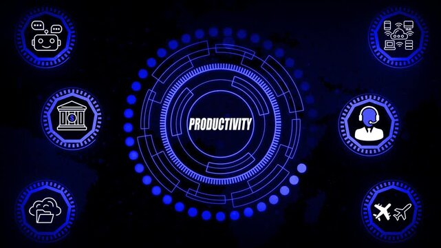 Productivity Workflow Interface Animation | Operational Efficiency Loop, Workforce Output Insight, Performance Optimization Visualization & Task Activity Tracking System