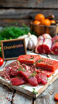 Chondroitin in food on the table. Selective focus. food.