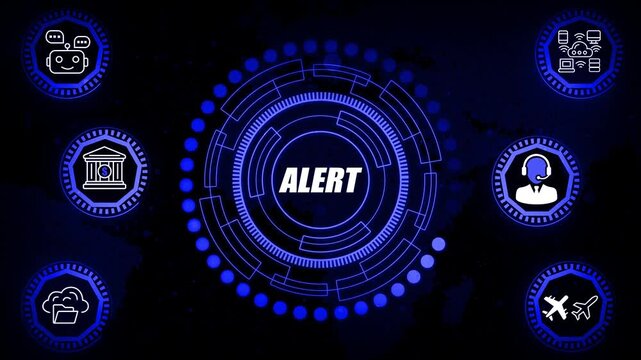 Alert Notification Interface Animation | Digital Warning System Loop for Real-Time Signal Monitoring, Risk Awareness, Emergency Indicator Display & Corporate Surveillance Operations
