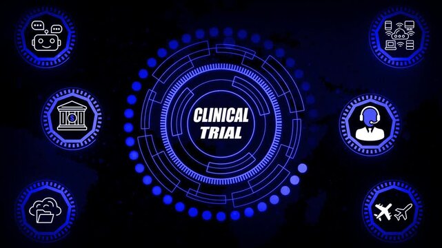 Clinical Trial Futuristic Interface Animation | Medical Research Workflow Loop for Data Tracking, Patient Study Monitoring, Experimental Analysis & Healthcare Innovation Processes
