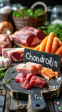 Chondroitin in food on the table. Selective focus. food.