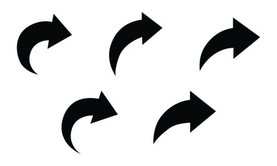 Curved arrow icons. curved arrows set. arrow symbol collection. Curved arrow. Black curved arrow icon. vector illustration eps file. 