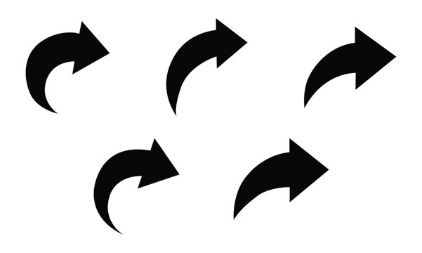 Curved arrow icons. curved arrows set. arrow symbol collection. Curved arrow. Black curved arrow icon. vector illustration eps file. 