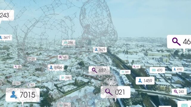 First find badge appearing, data badges filling roofs, canal, nodes forming lattice showing data