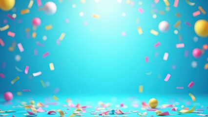 illustration of colorful confetti falling against a blue backdrop with bright scattered paper pieces creating a festive celebration atmosphere and vibrant party scene concept of events greetings marke