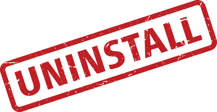 Red Uninstall Rubber Stamp on White Background Software Removal and Application Management