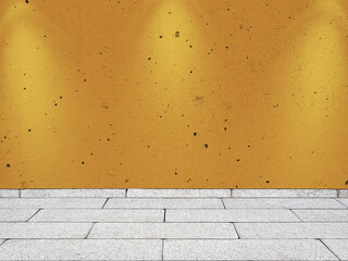 Empty painted orange color wall with spotlight. Interior background