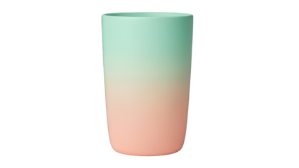 Graduated color ceramic vase isolated on transparent background