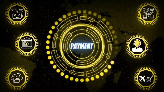 Secure digital payment animation featuring transaction verification visuals, fintech interface motion, modern currency flow graphics and corporate finance processing effects