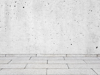 Plastered white wall clean and empty with floor