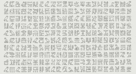 Ancient hieroglyphic script on a papyrus scroll document