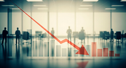 Business graph falling down in the office to represent financial crisis concept.