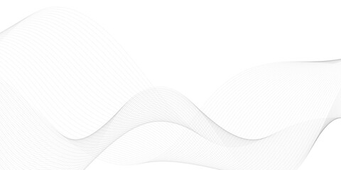 Abstract halftone background with wavy surface made of gray dots on white background. Flowing dots particles wave pattern 3D curve halftone black gradient curve shape isolated