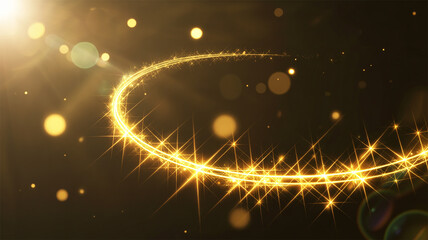 Obraz premium Sparkling magical light on black background, sparkling dust. Overlay. Glowing light effect with lots of shiny particles and stars. Magical glow