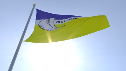 A bandeira de Dourados,  munic&iacute;pio do estado de Mato Grosso do Sul, Brasil - Ilustra&ccedil;&atilde;o 3D