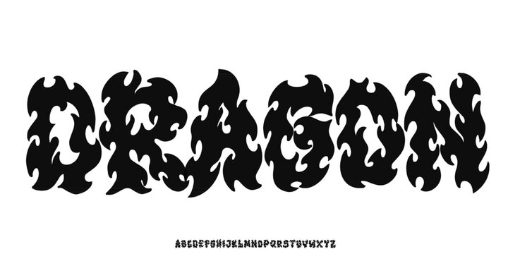  Dark Lettering tattoo vector type font in bloody style. Grunge type font with Gothic Punk Rock elements. Scary music font concept. Horror style lettering .Vector illustration