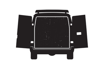 Delivery Van Cargo Doors Open Black Silhouette 