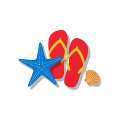Starfish and Flip Flops with Seashell Beach Accessories.