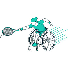 Wheelchair Tennis Player in Dynamic Action.