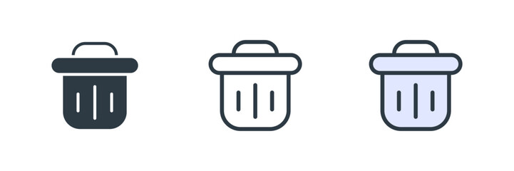 trash icon set vector illustration. line, glyph, color symbol isolated on white background
