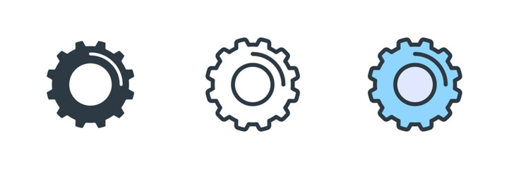 gear icon set vector illustration. line, glyph, color symbol isolated on white background