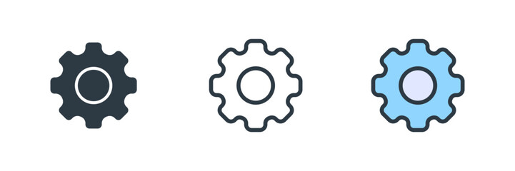 gear icon set vector illustration. line, glyph, color symbol isolated on white background